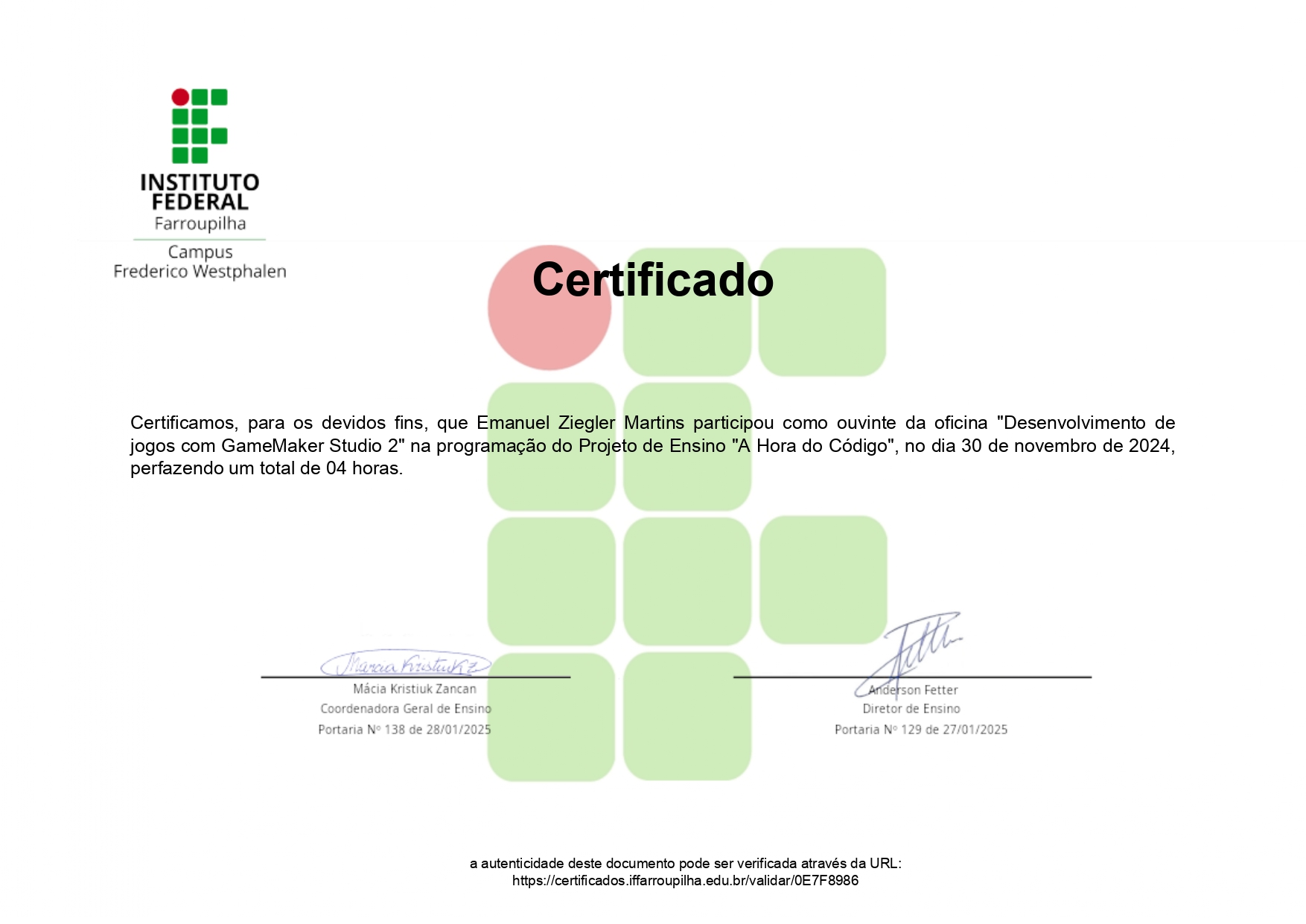 Certificado em Desenvolvimento